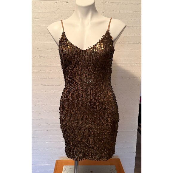 Eight Sixty Dresses & Skirts - Glam Party Cocktail Metalic Gold Eight Sixty Sequin Bodicon Spaghetti Strap S